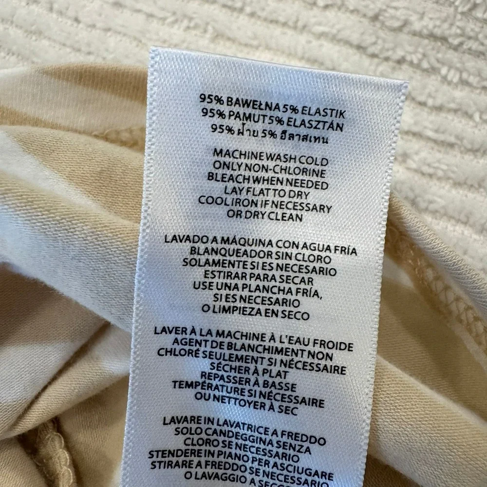 Michael Kors Womens Striped Zipper Shoulder T-Shirt Tan White Small NEW